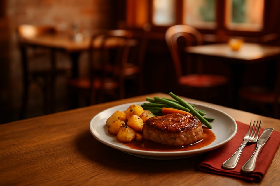 Plat du jour servi sur une table de bistrot